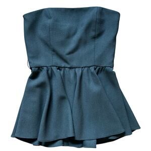 Anne Klein Pure Virgin Wool Black Peplum Strapless Top Union Made Canada Size 10
